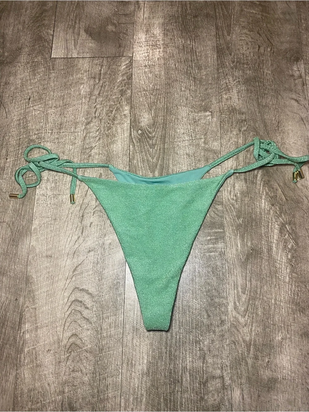Monday Swimwear Green Shimmer Tie-Side Bikini Bottoms